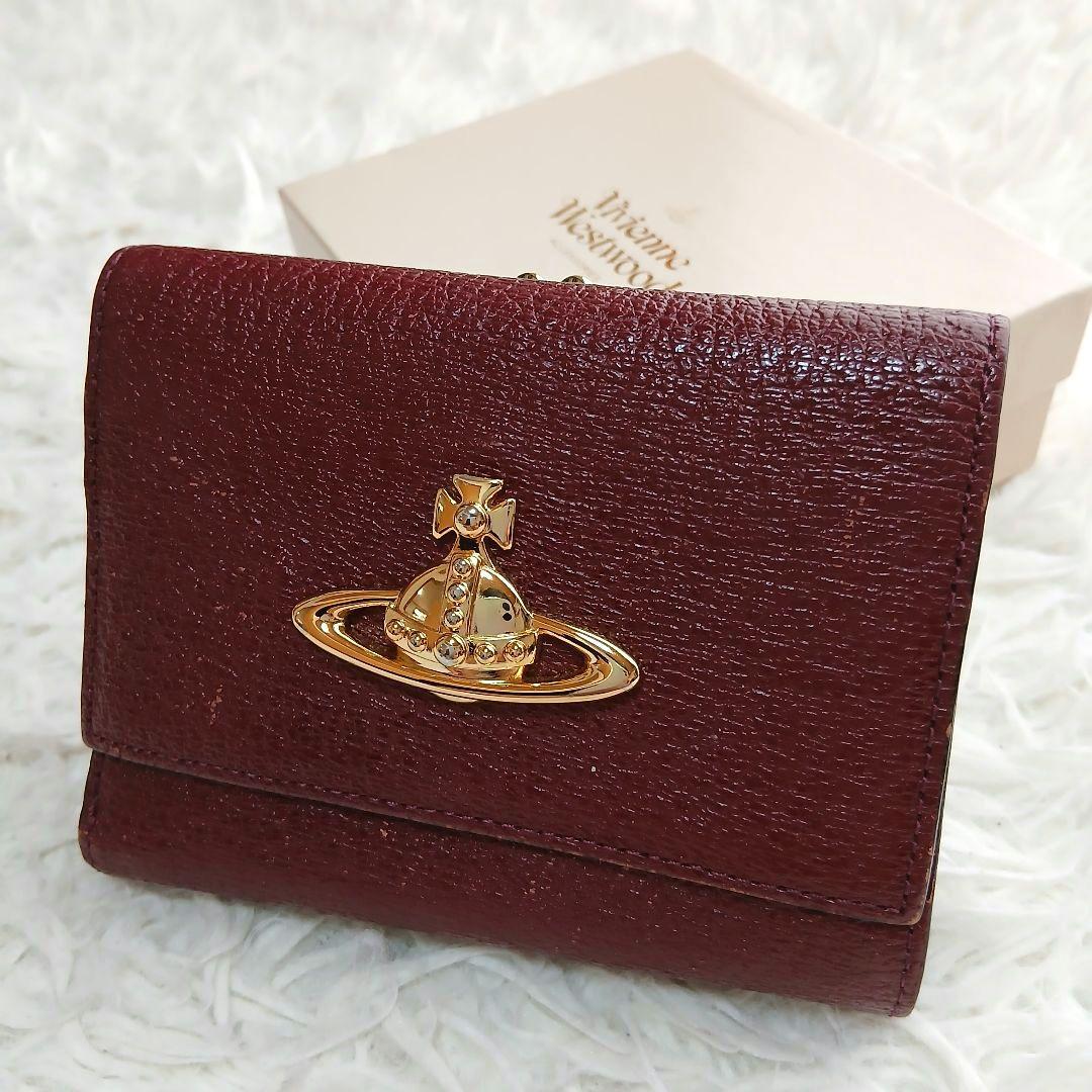 【Vivienne Westwood】オーブ　3つ折り財布 レザーガマ口