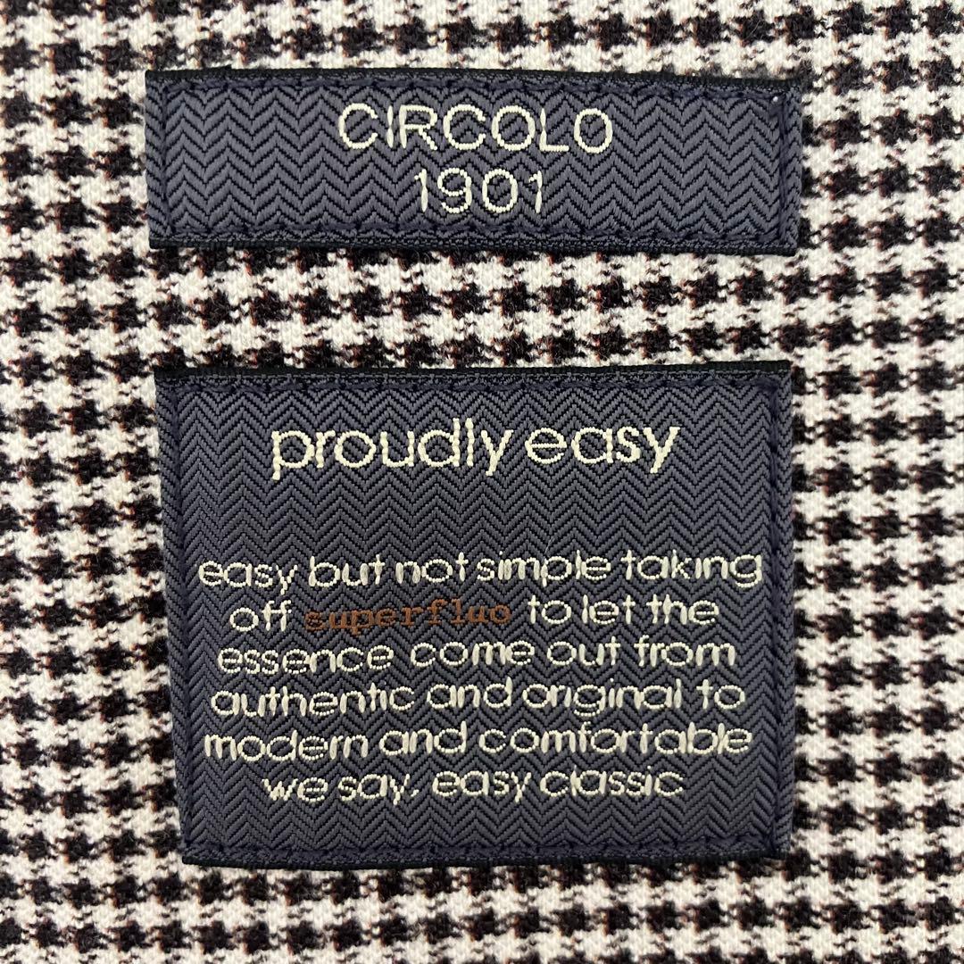 CIRCOLO1901チルコロジャージージャケット・茶×白マイクロチェック・48