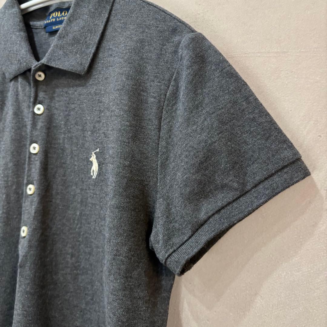 美品 POLO RALPH LAUREN ポニー刺繍 ポロシャツ グレー