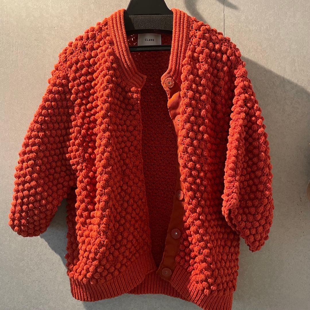 トップス clane 3D DOT HALF SLEEVE KNIT CARDIGAN