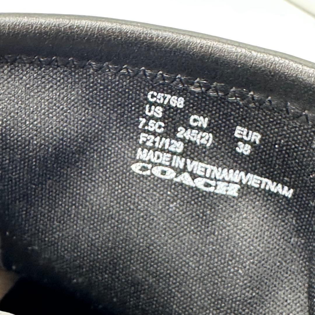 COACH コーチ サイドジップ シグネチャー レザー ショートブーツ　24.5