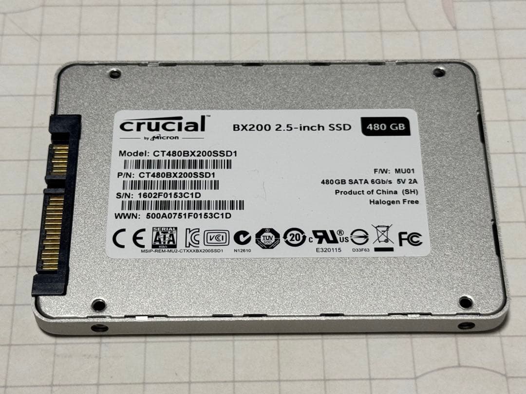 内蔵型SSD Crucial 480MB CT480BX200SSD1 SSD SATA