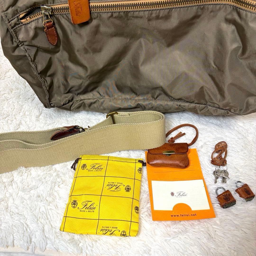 良品✨フェリージ トートバッグ ボストンバッグ ショルダー　オリーブグリーン