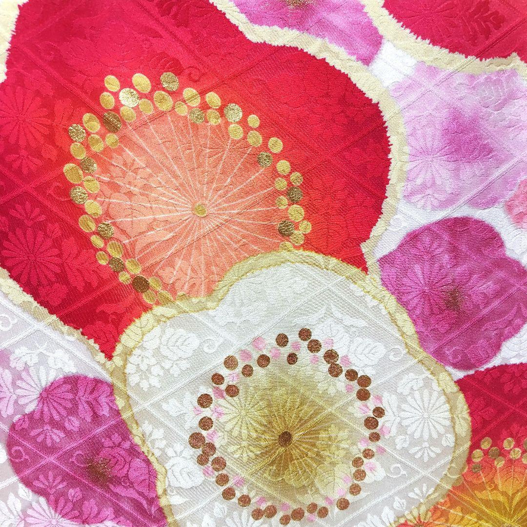 SALE中☆振袖フルセット(7点)・成人式・古典柄・金彩加工・鹿の子柄・金駒刺繍