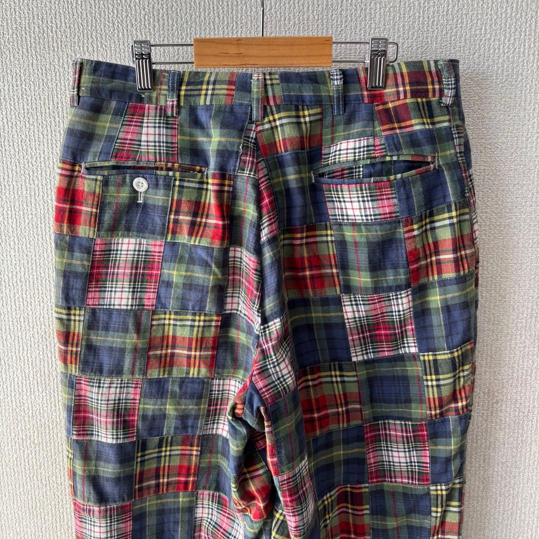 90s USA製 BERLE チェック パッチワーク パンツ アメリカ製 古着