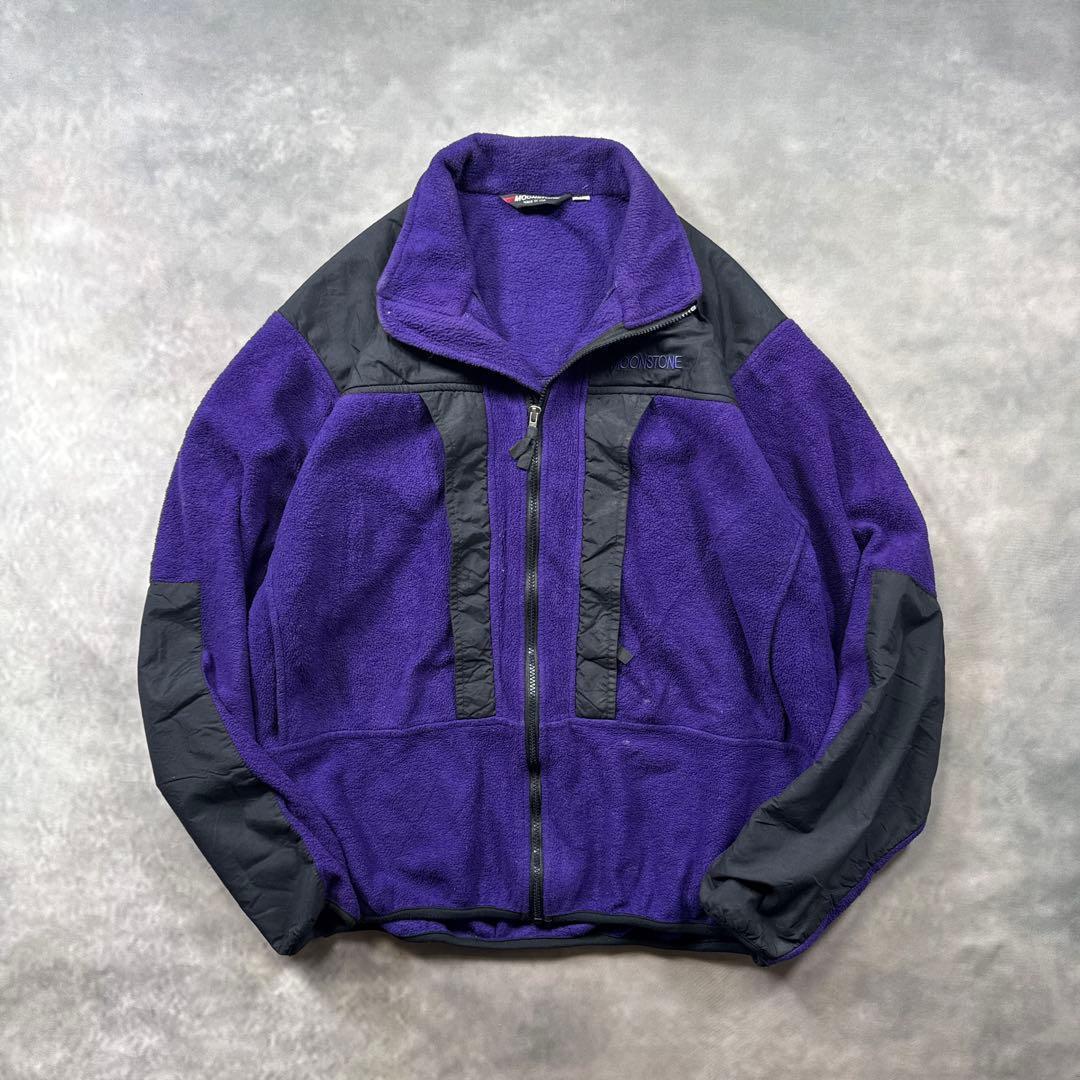 Vintage古着USA製80sムーンストーン肉厚フリース紫 切替デナリ短丈U1