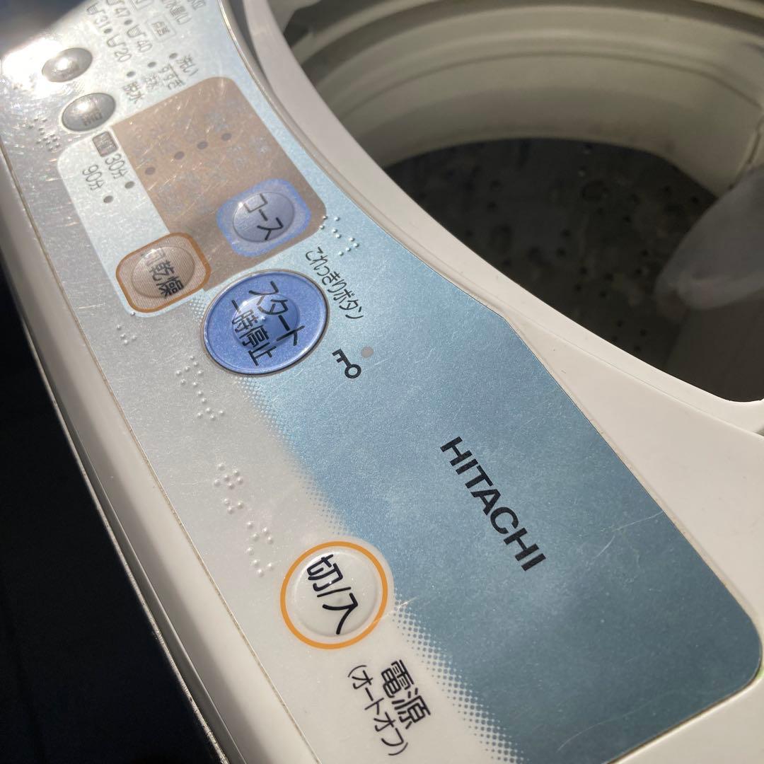 HITACHI縦型洗濯機 ホワイト　新品ホコリ取りネット付き