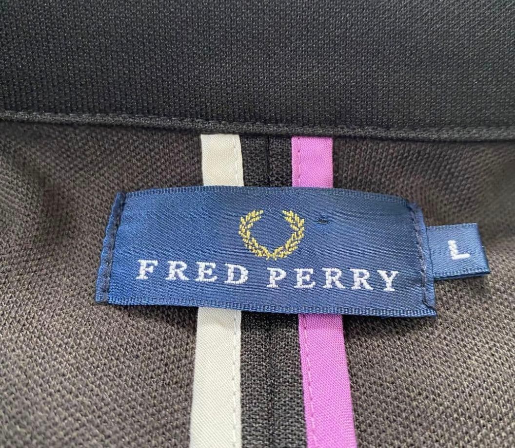美品フレッドペリー　ストレッチジャージージャケット　アームライン　黒　L