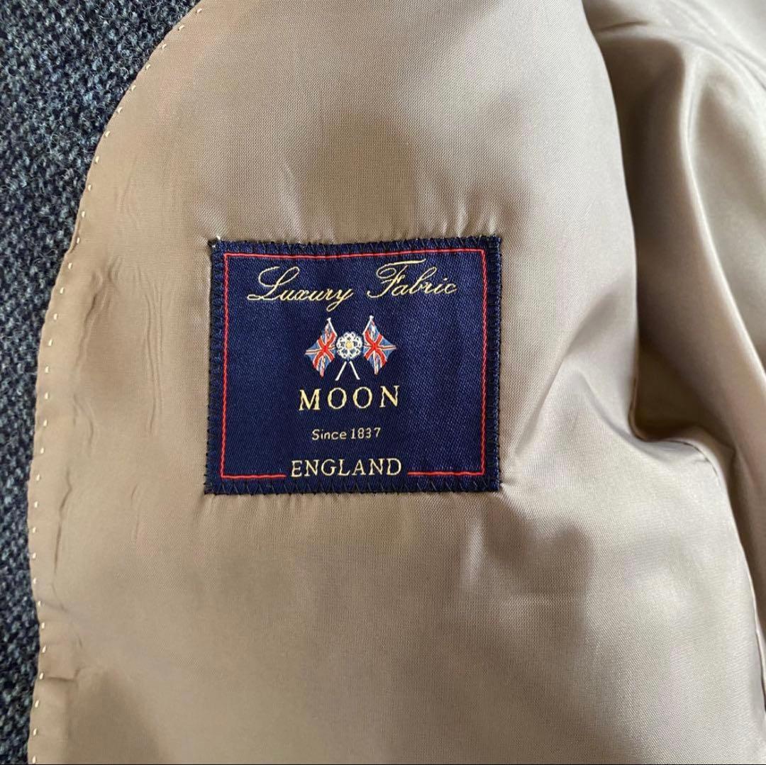 極美品★バラージュ×MOON ツイードテーラード　ヘリンボーン　胡桃ボタン　紺