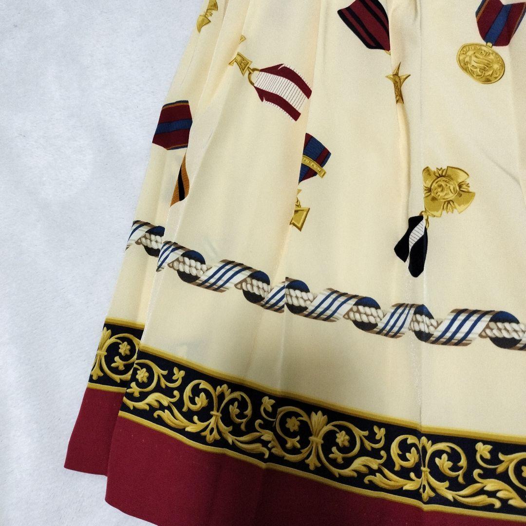 希少 インゲボルグ スカート スカーフ柄 プリーツ ロゴ入り INGEBORG