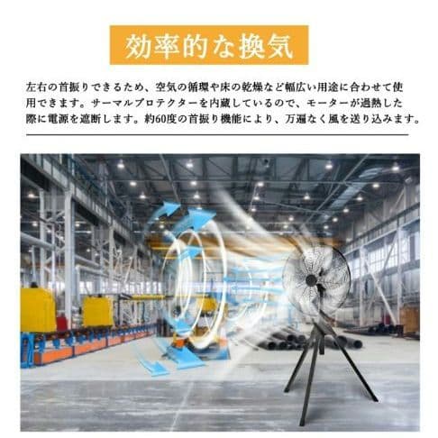 工場扇 45cm 工業用扇風機 大型 スタンド型 換気 風通し 工業扇風機
