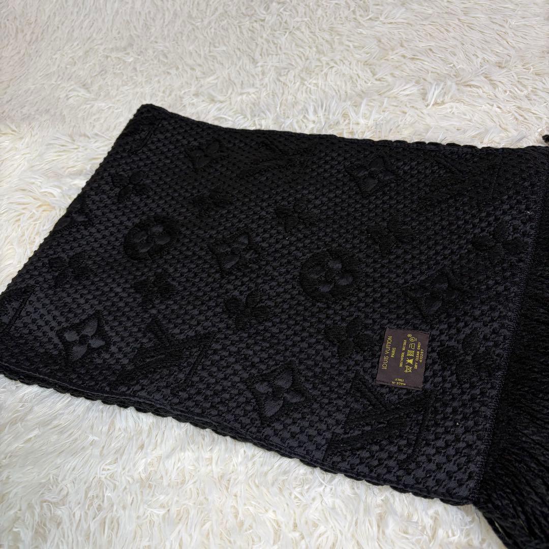と*む様 美品✨ルイヴィトン モノグラム マフラー エシャルプ ロゴマニブラック