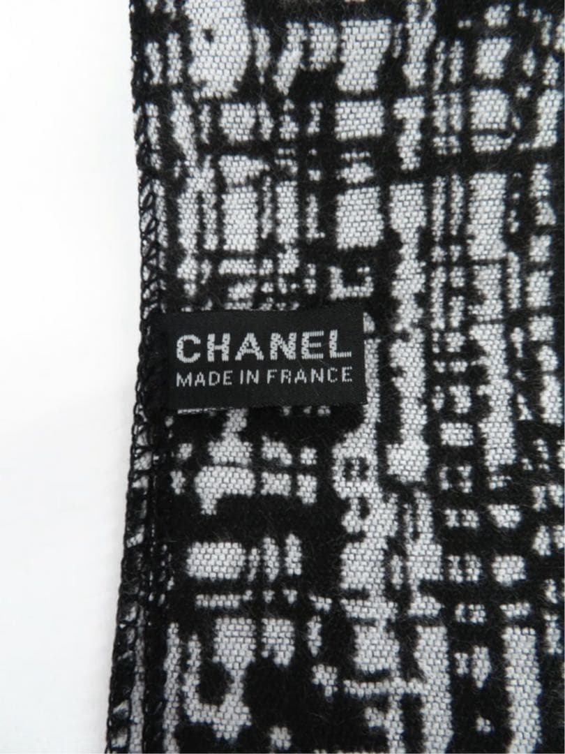 【CHANEL】シャネル　ココマーク ロゴ カシミヤ×シルク ストール　袋なし