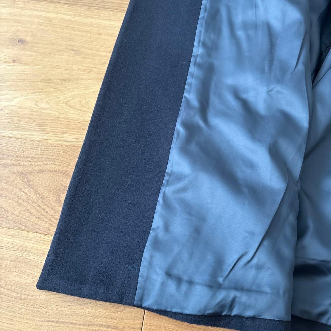 無印良品　紺　ノーカラーロングコート　M