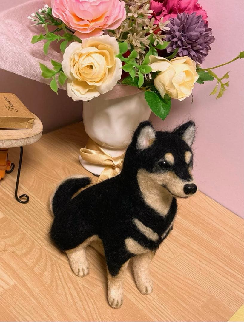 羊毛フェルト　黒柴　ハンドメイド　柴犬♡