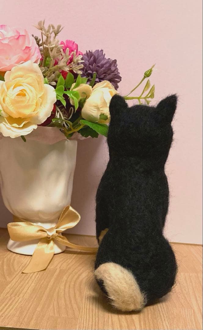 羊毛フェルト　黒柴　ハンドメイド　柴犬♡