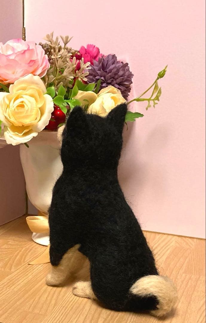 羊毛フェルト　黒柴　ハンドメイド　柴犬♡