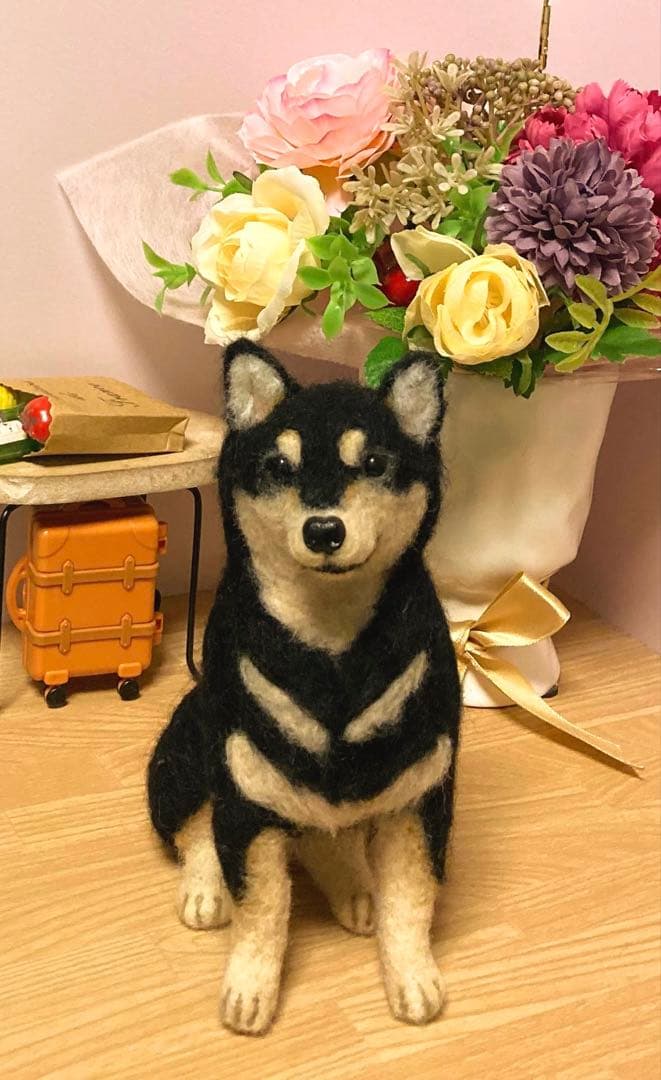 羊毛フェルト　黒柴　ハンドメイド　柴犬♡