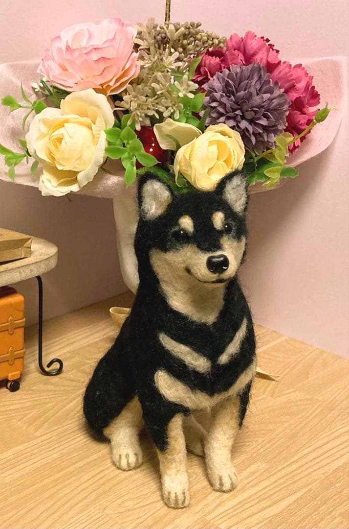 羊毛フェルト　黒柴　ハンドメイド　柴犬♡