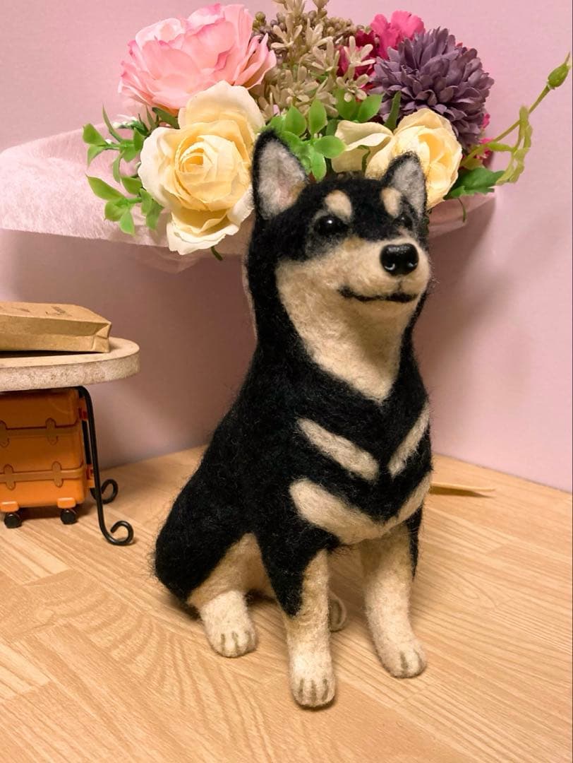 羊毛フェルト　黒柴　ハンドメイド　柴犬♡