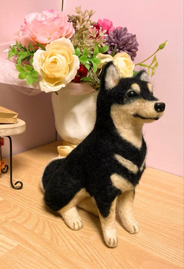 羊毛フェルト　黒柴　ハンドメイド　柴犬♡