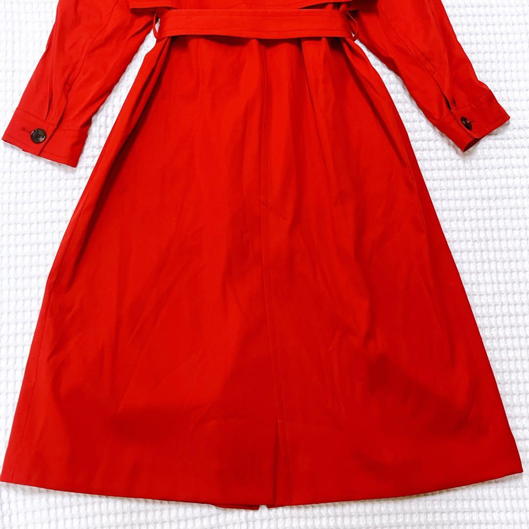 美品　グレースクラス　ロング丈　トレンチコート　ダブルブレスト　レッド　M 38