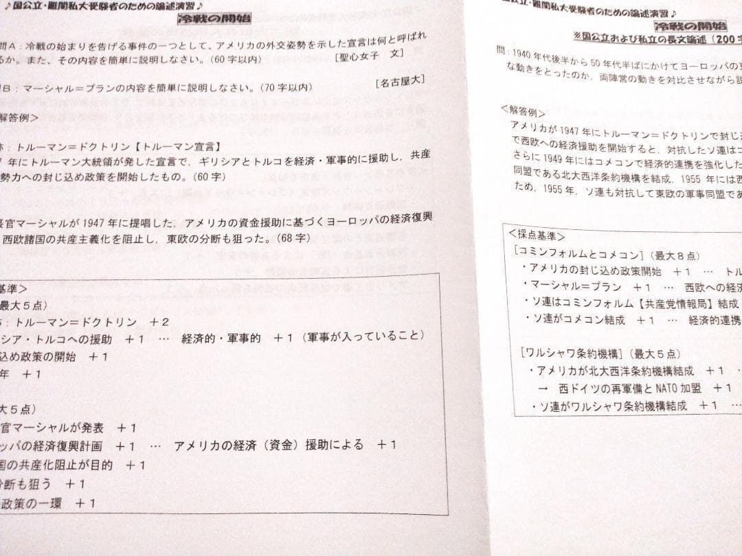河合塾 上位クラスオリジナルの国公立・難関私大向け世界史論塾対策　駿台　鉄緑会