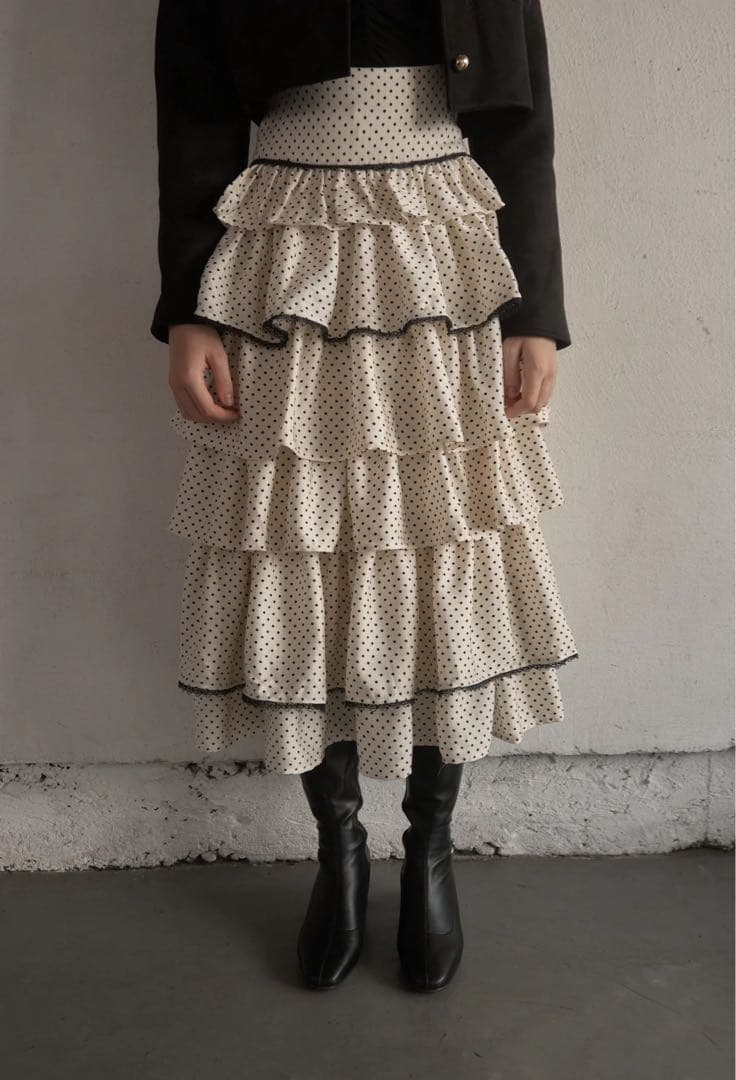 【完売品】yilon TIERED DOT SKIRT ティアードドットスカート