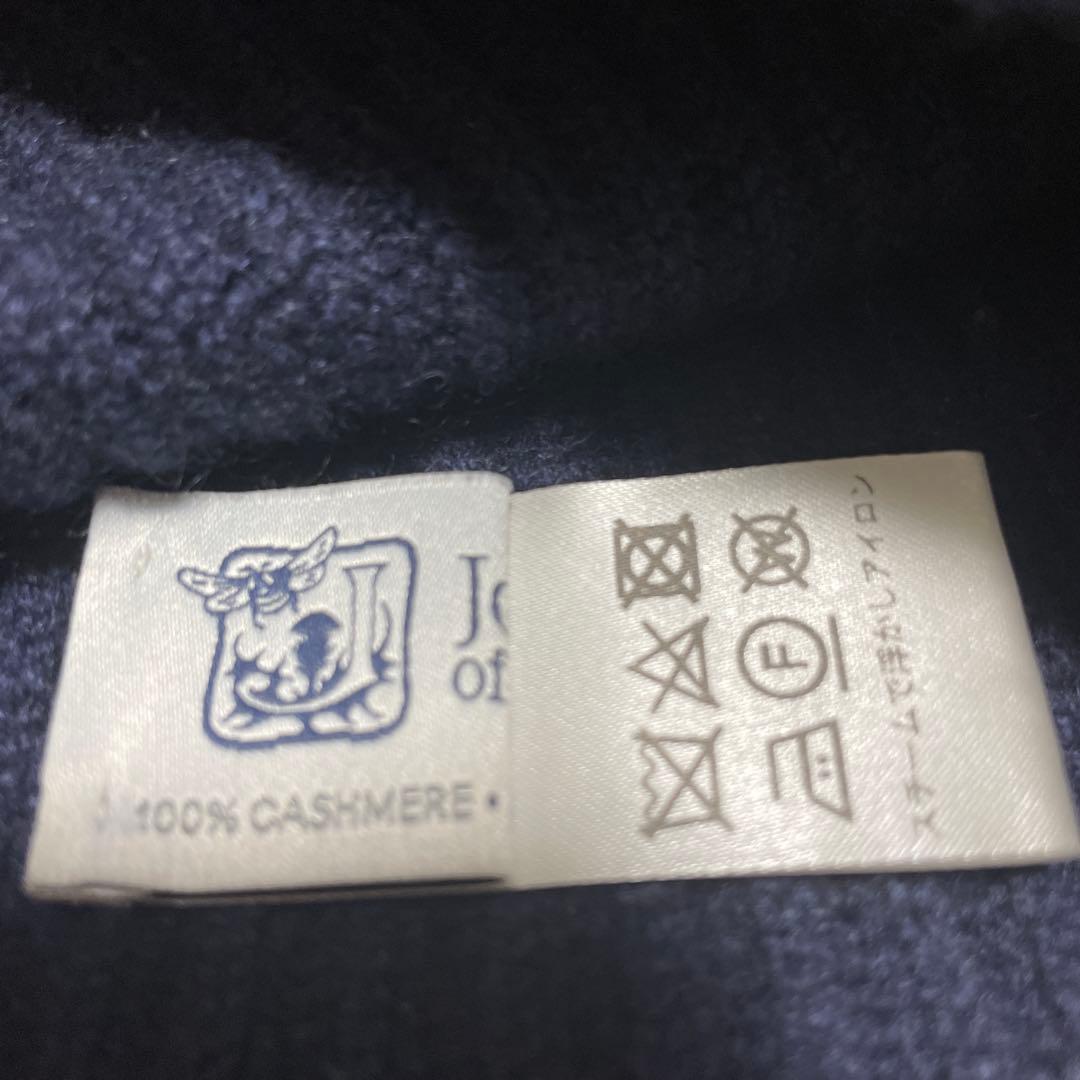 【美品】Johnstons of Elgin 100%カシミヤ ニット帽 紺色