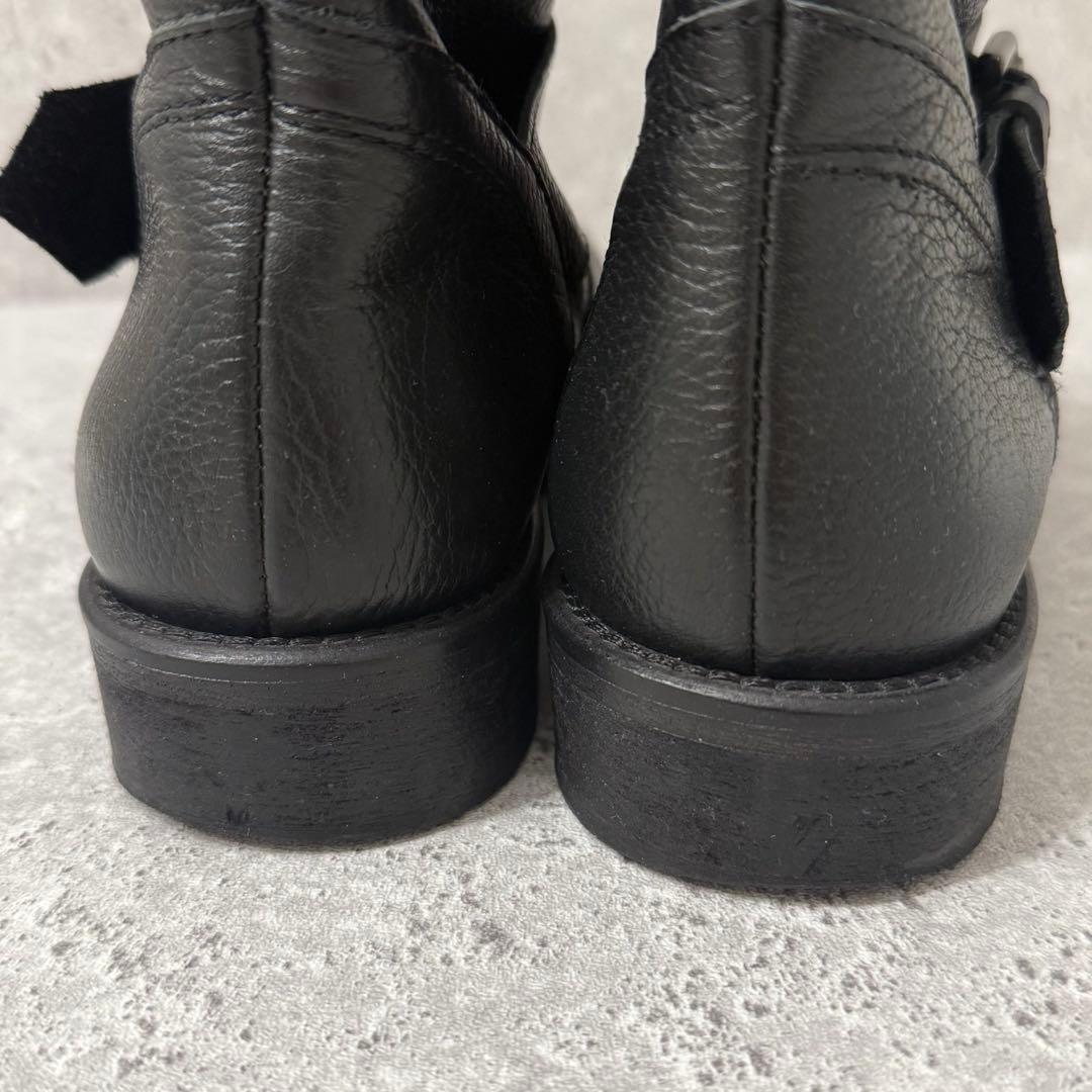 美品 FABIO RUSCONI レザー エンジニアブーツ シボ革 37 黒