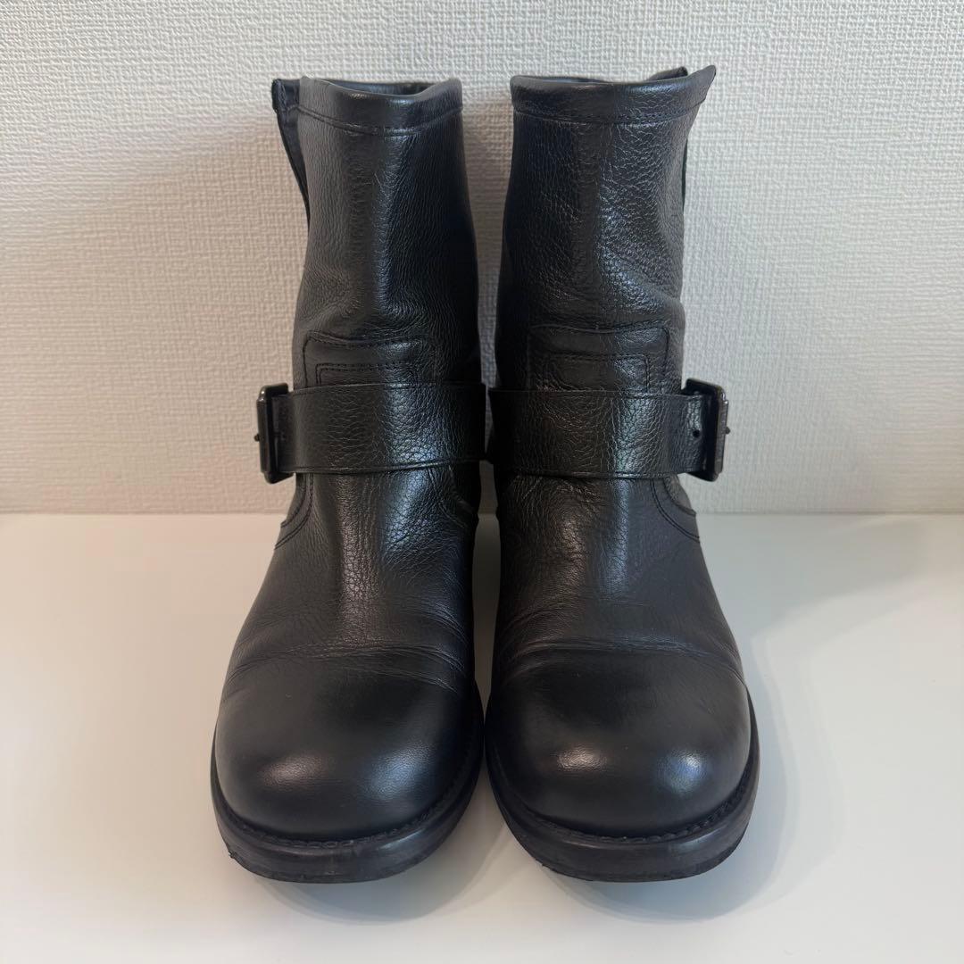 美品 FABIO RUSCONI レザー エンジニアブーツ シボ革 37 黒