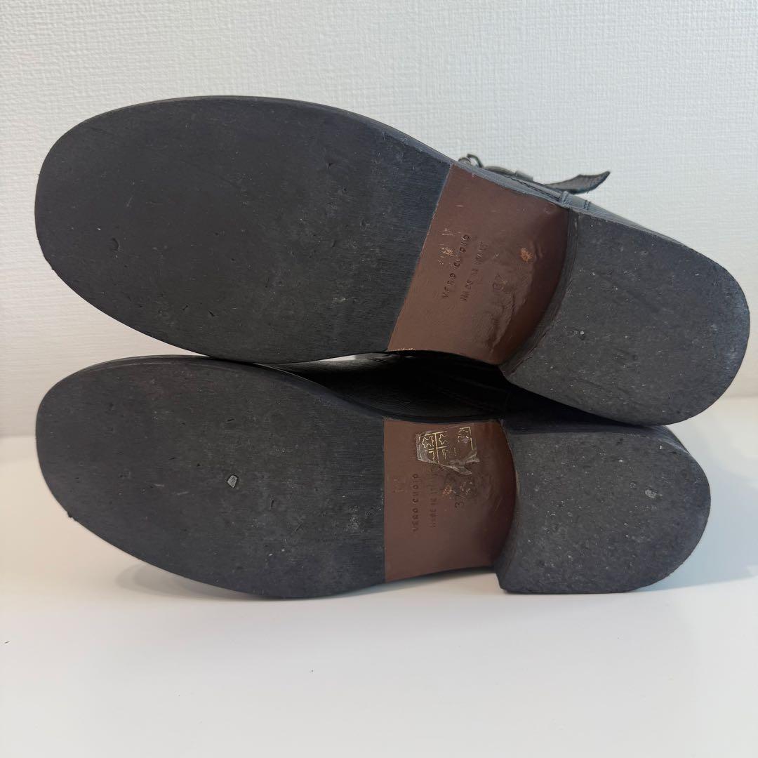 美品 FABIO RUSCONI レザー エンジニアブーツ シボ革 37 黒