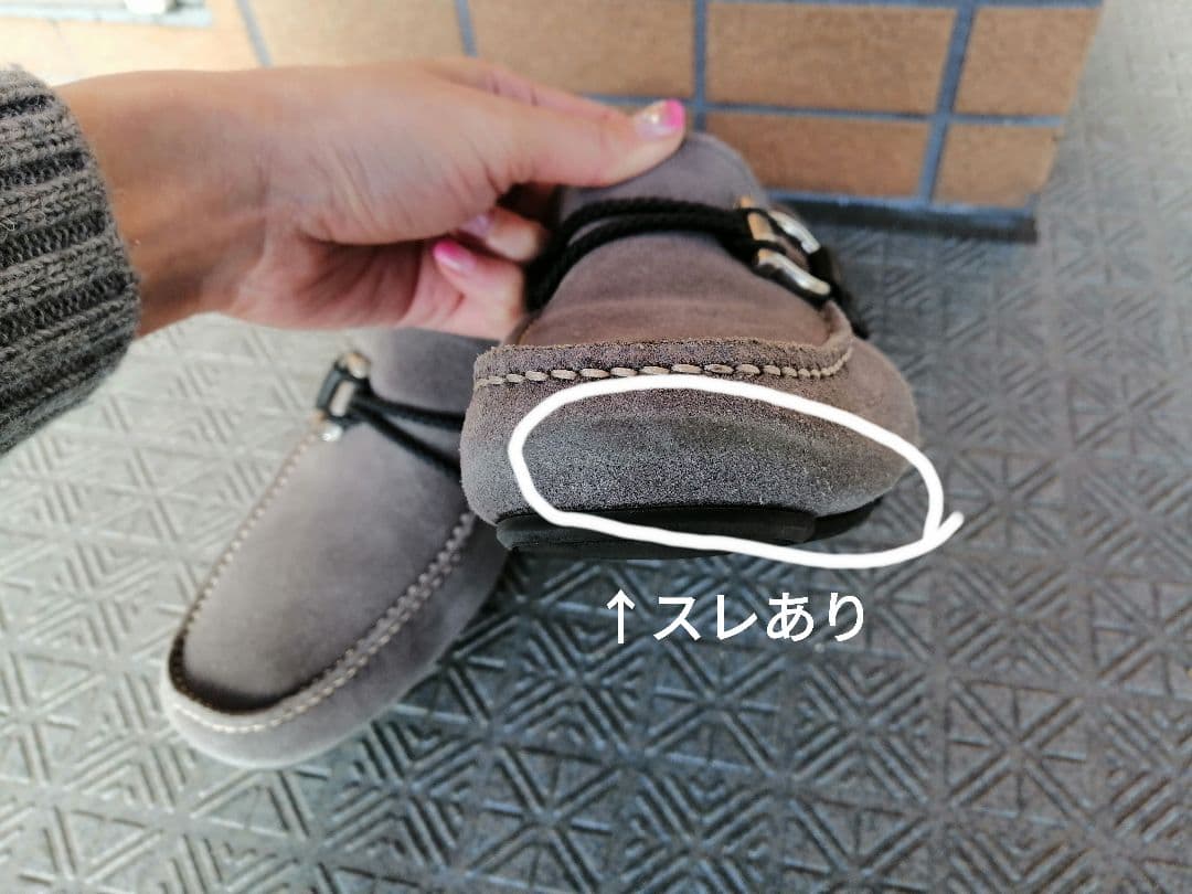 フェラガモ　グレー スエードドライビングシューズ　モカシン　ローファー