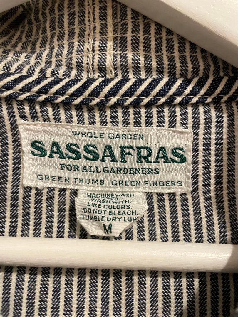 SASSAFRAS ストライプ フード付きカバーオール M
