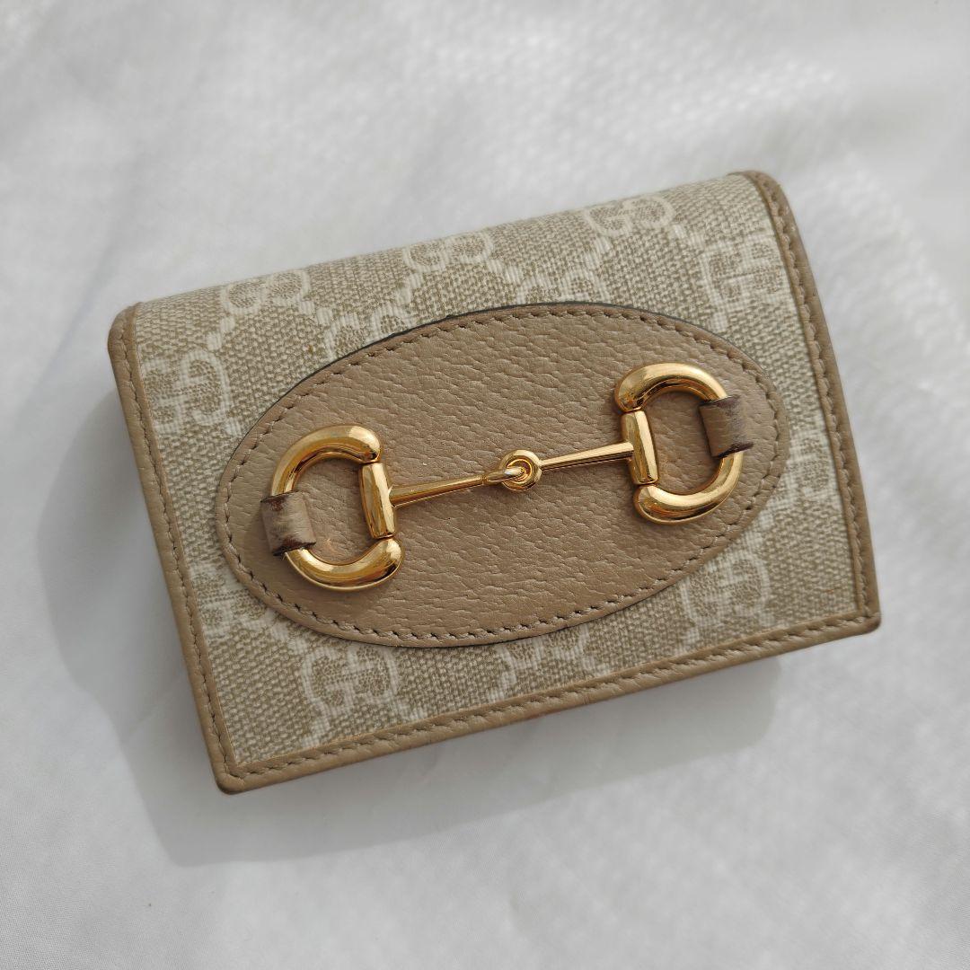 グッチ　GUCCI　折り財布　ホースビット　ベージュ