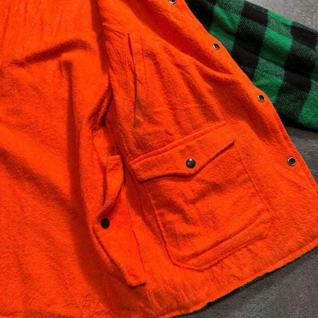 90s緑黒バッファローチェックウールCPOジャケットカバーオールビンテージ古着L