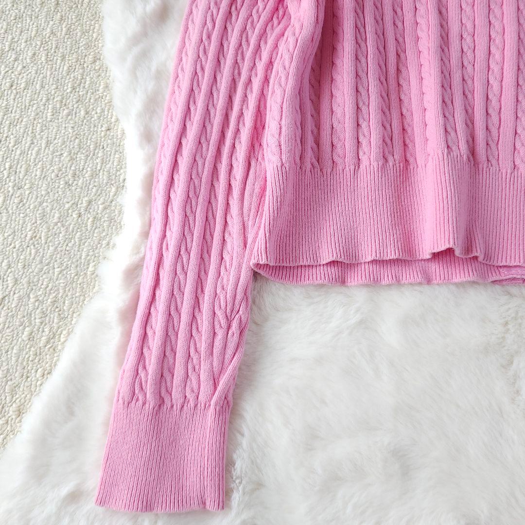 POLO RALPH LAUREN ケーブルニットカーディガン ピンクXLサイズ