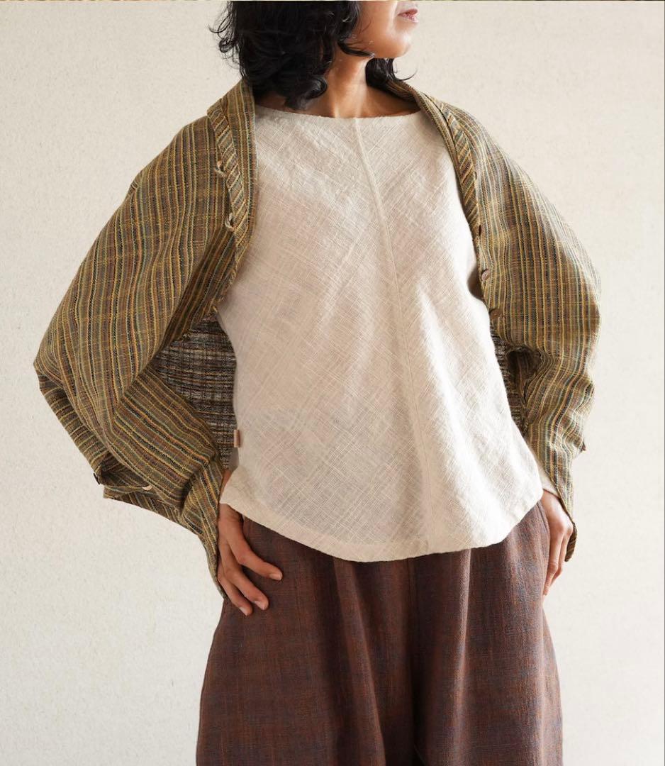 うさとの服  usaato ヘンプコットン 葉っぱストール 美品