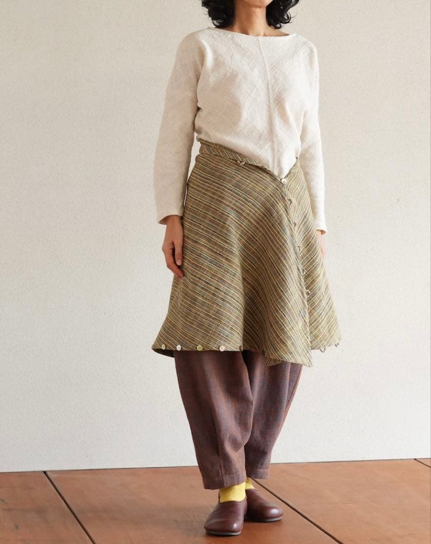 うさとの服  usaato ヘンプコットン 葉っぱストール 美品
