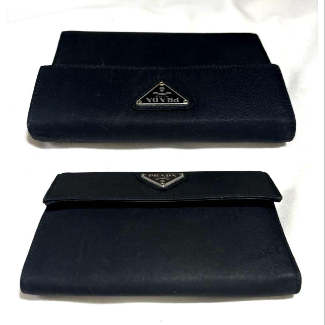 ✨美品✨PRADA プラダ◆黒ブラック◆折財布◆三角ロゴ◆ナイロン×レザー