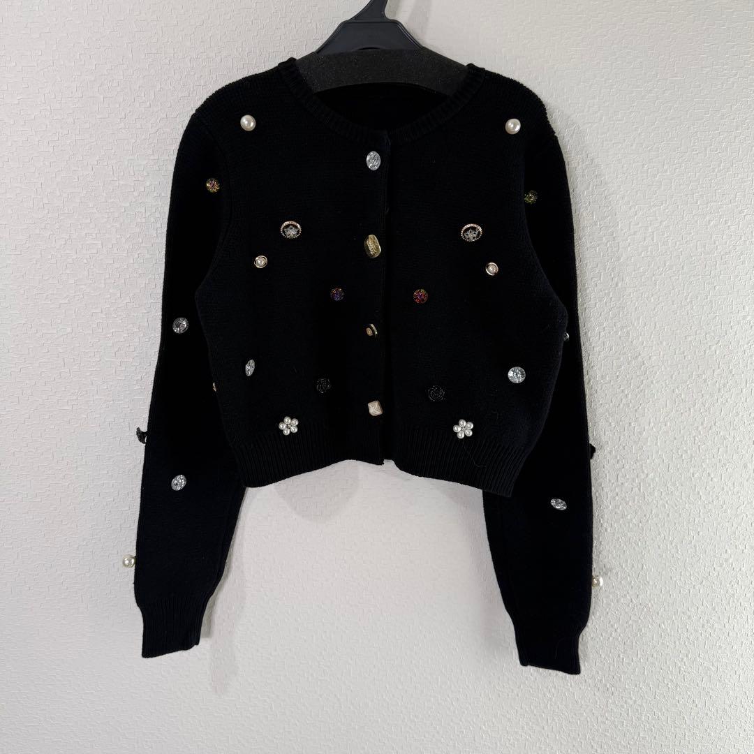 AMERI アメリ TWINKLE BIJOU SHORT KNIT TOP