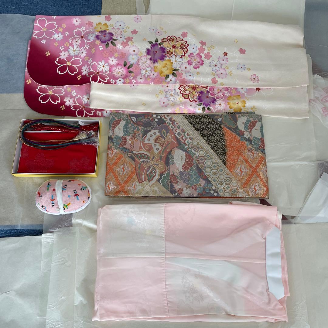 正絹振袖フルセット桜花柄振袖 卒業式 謝恩会 （着物専門店クリーニング済み）