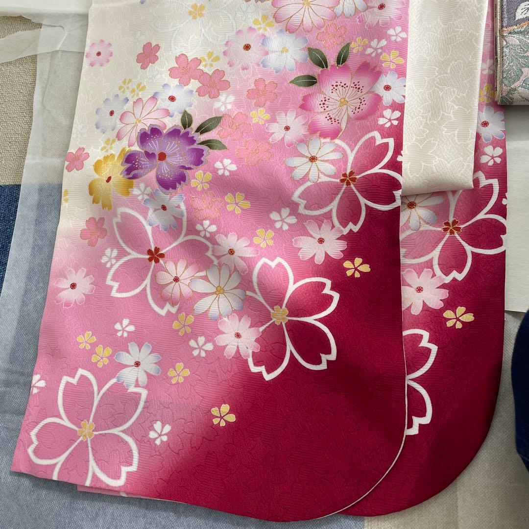 正絹振袖フルセット桜花柄振袖 卒業式 謝恩会 （着物専門店クリーニング済み）