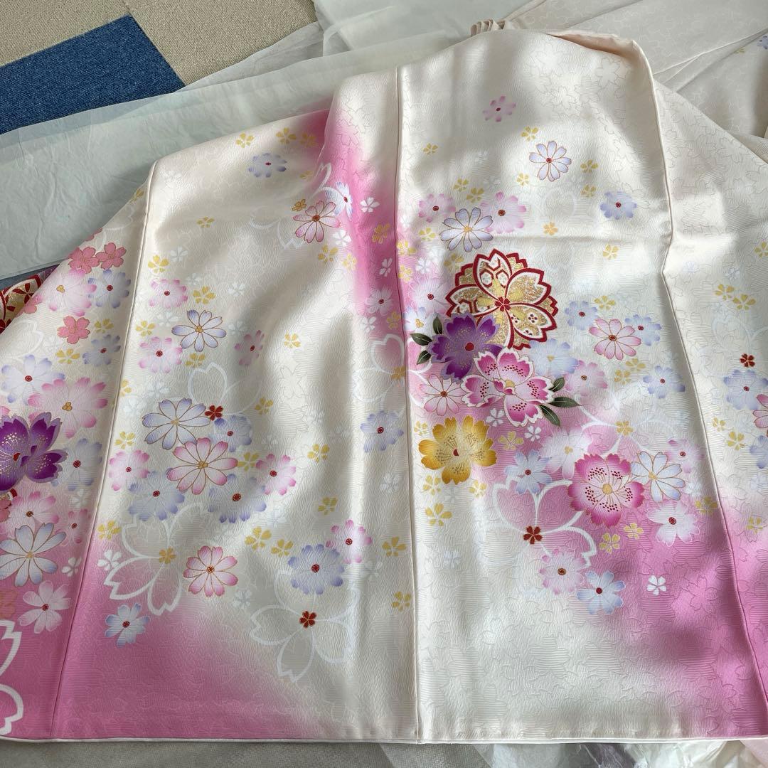 正絹振袖フルセット桜花柄振袖 卒業式 謝恩会 （着物専門店クリーニング済み）