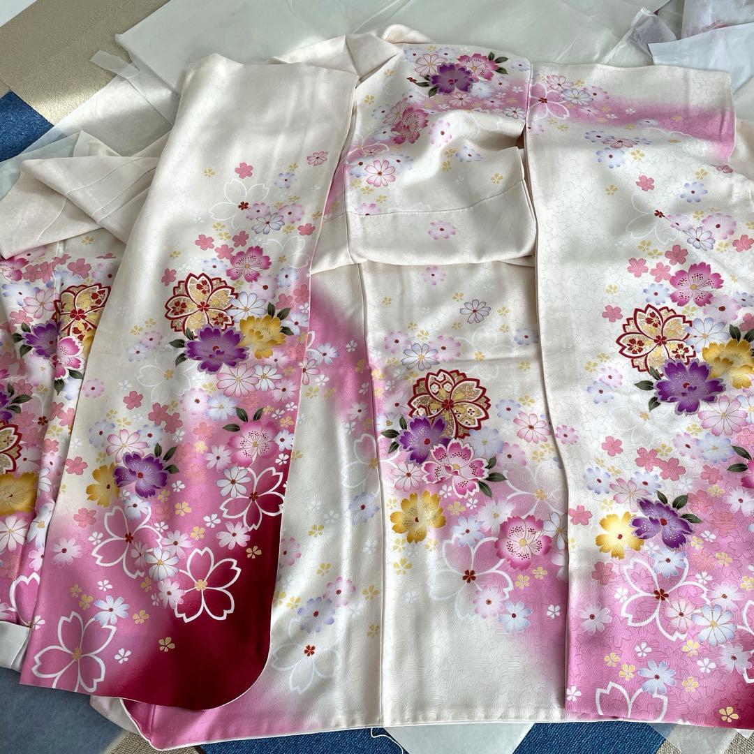 正絹振袖フルセット桜花柄振袖 卒業式 謝恩会 （着物専門店クリーニング済み）