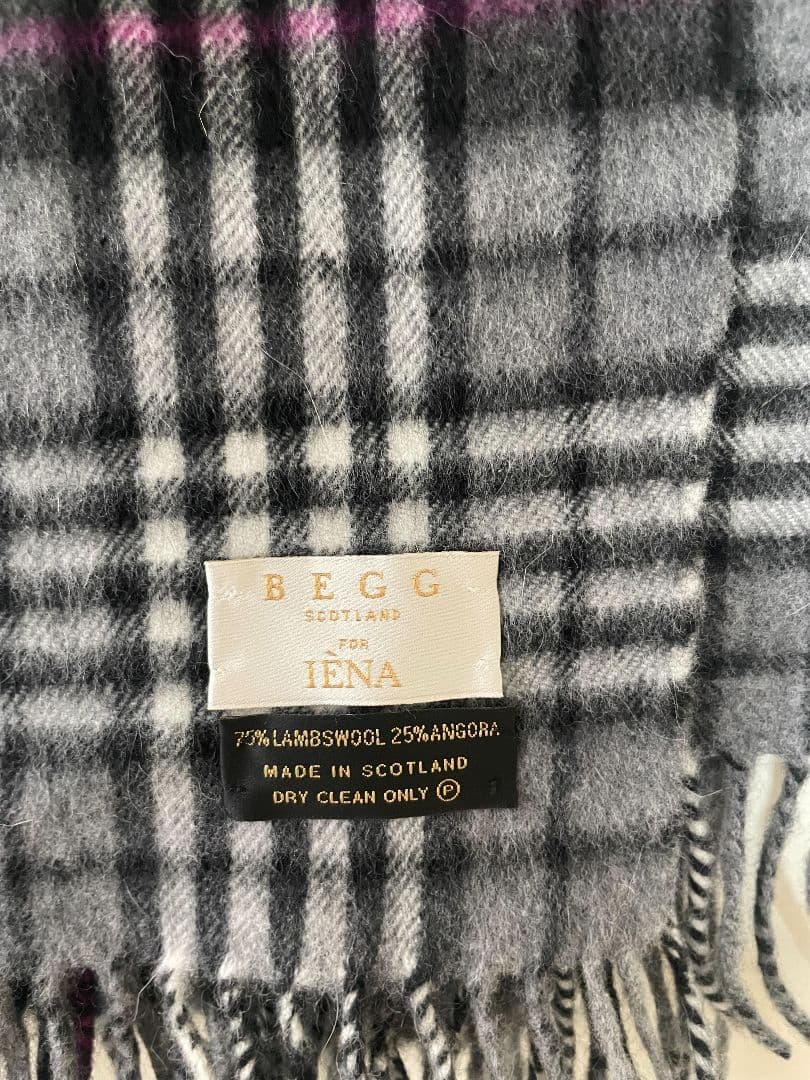 BEGG×IENA 別注チェックストール　ラム　アンゴラ