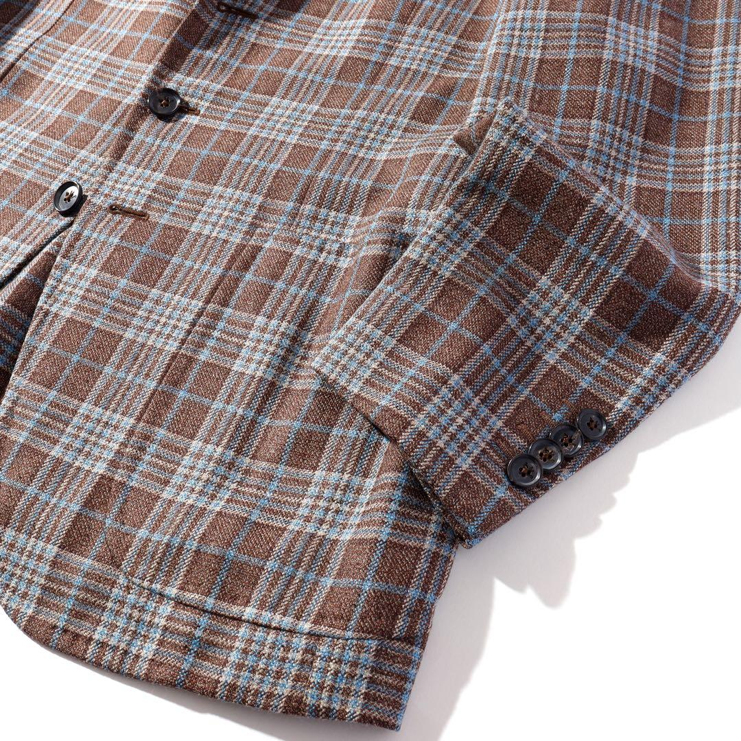 ISAIA イザイア シルク テーラード ジャケット ブラウン ブルー 46 M