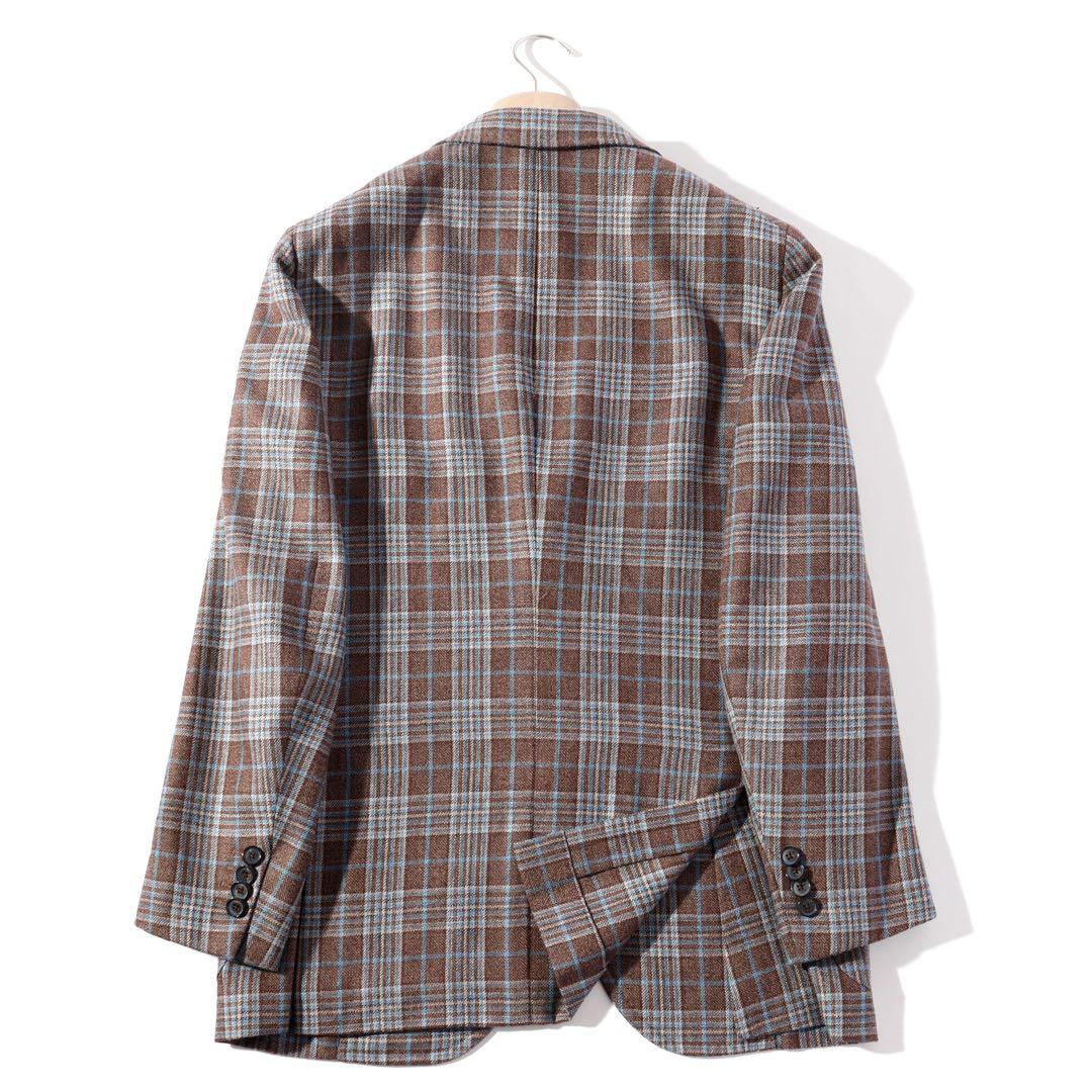 ISAIA イザイア シルク テーラード ジャケット ブラウン ブルー 46 M