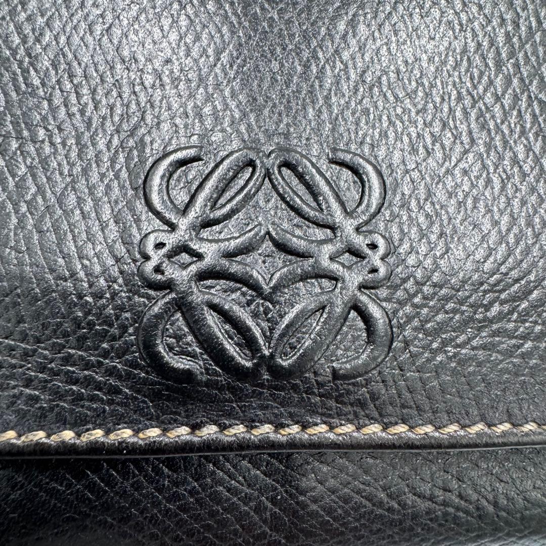 LOEWE ロエベ アナグラム 2つ折り カーフ レザー 長財布 ブラック