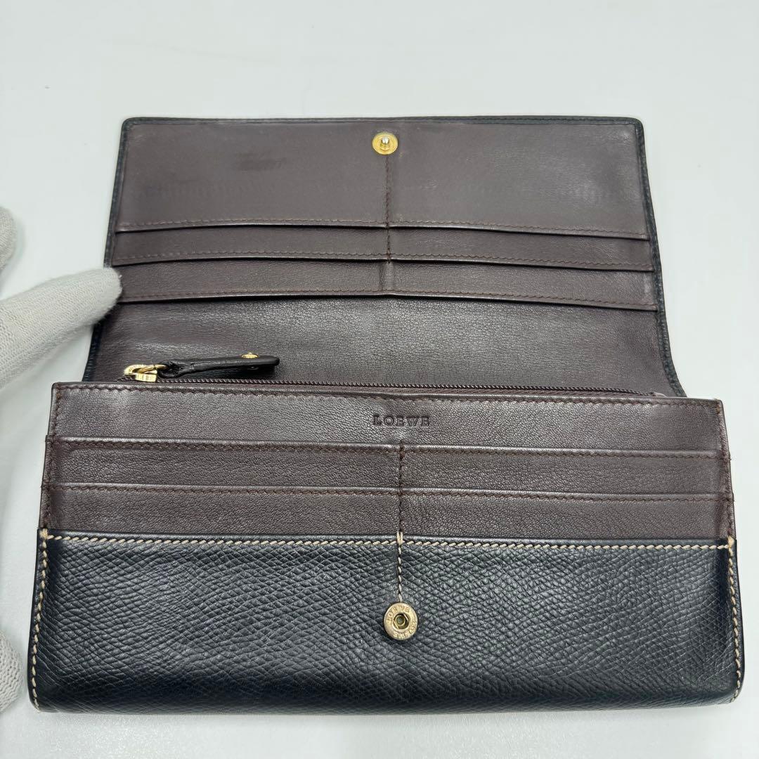 LOEWE ロエベ アナグラム 2つ折り カーフ レザー 長財布 ブラック